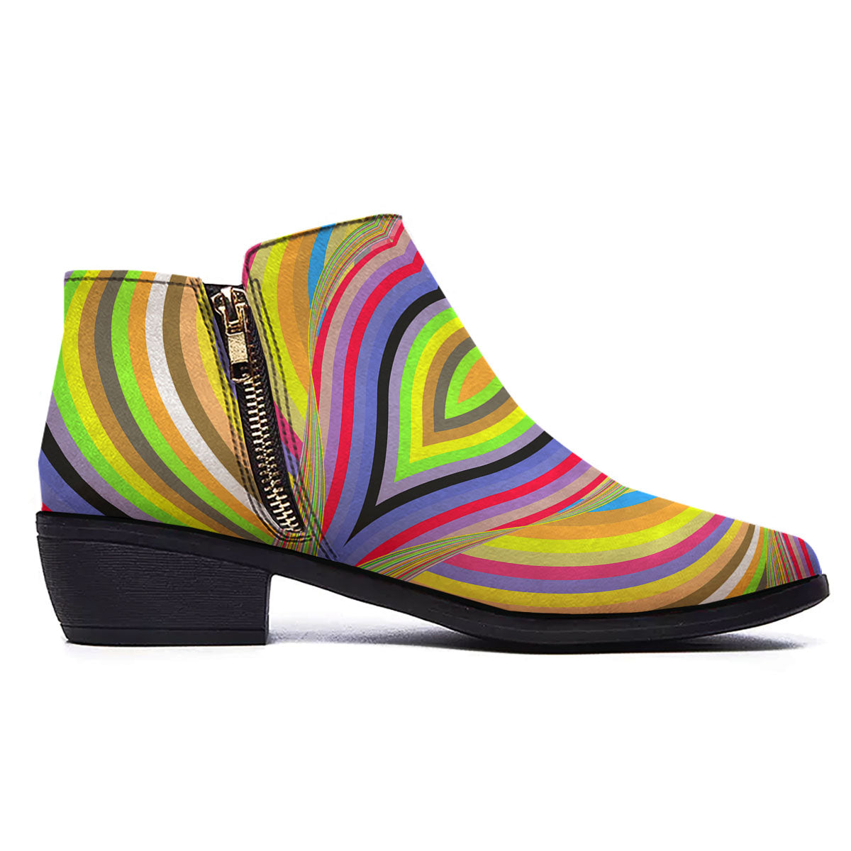 Rave Rainbow Print Pattern Ankle Boots-grizzshop