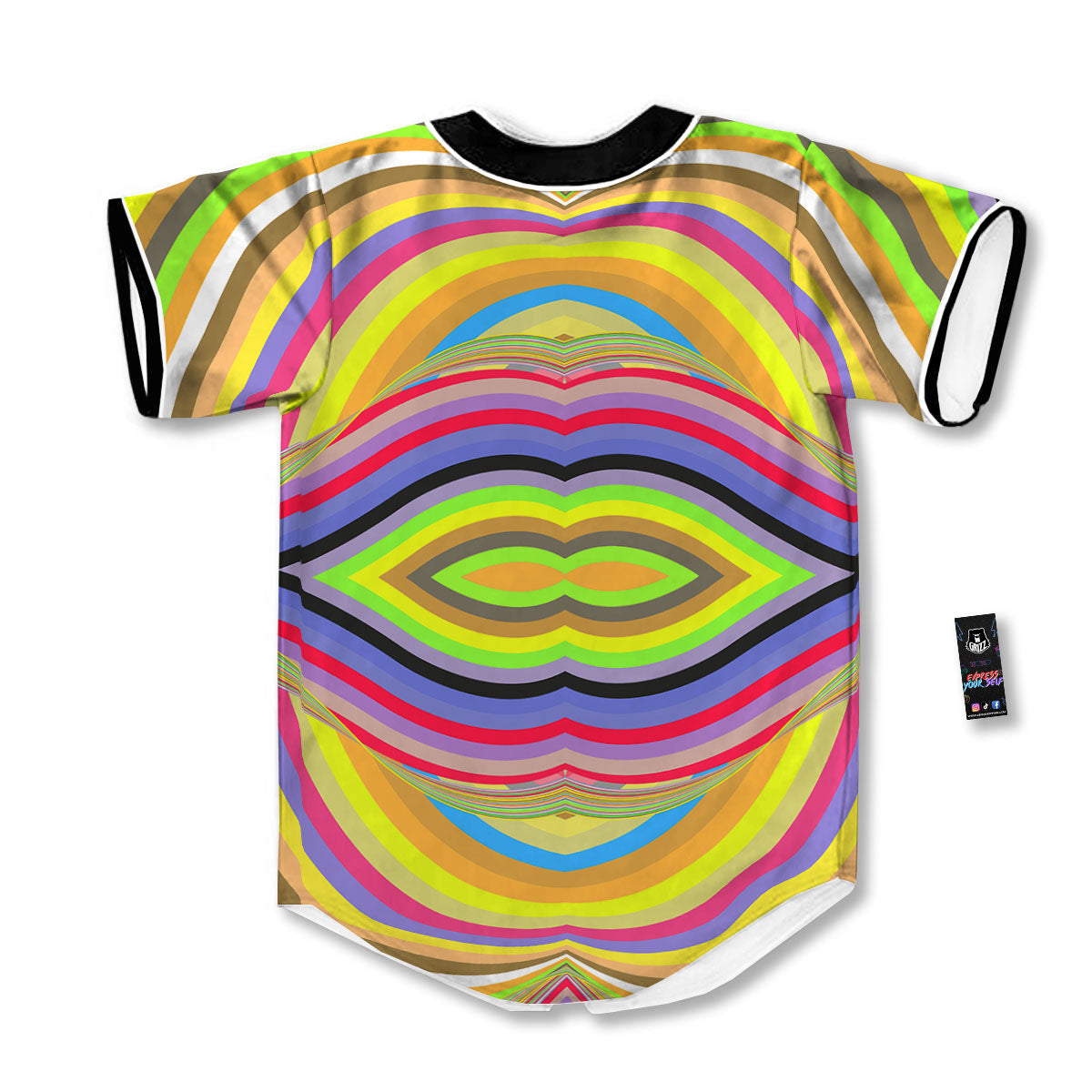 Rave Rainbow Print Pattern Baseball Jersey-grizzshop