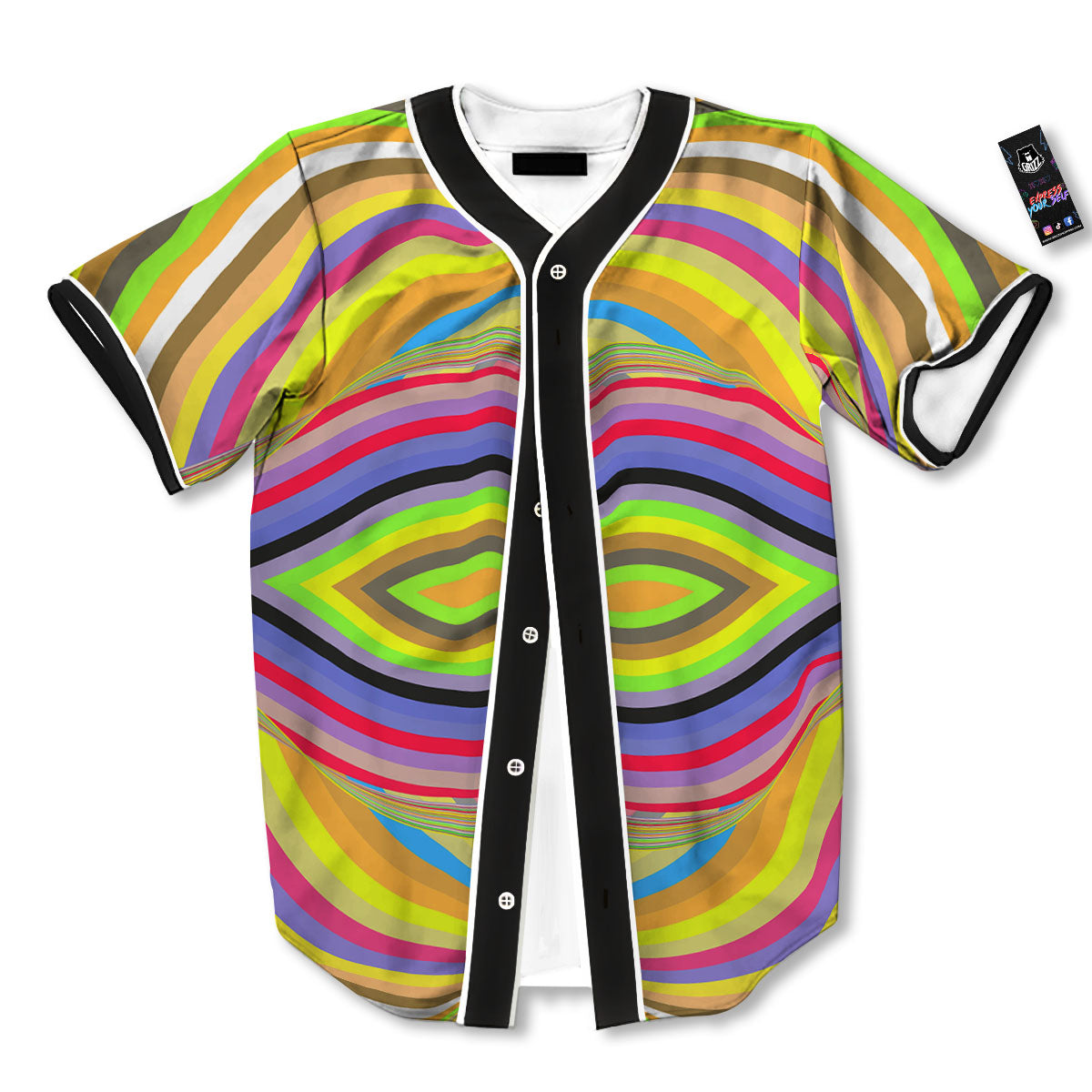 Rave Rainbow Print Pattern Baseball Jersey-grizzshop