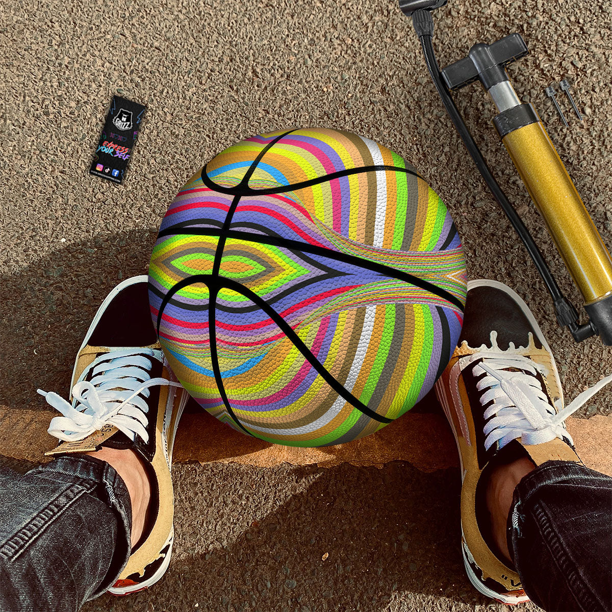 Rave Rainbow Print Pattern Basketball-grizzshop