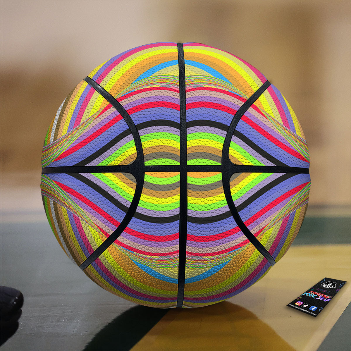 Rave Rainbow Print Pattern Basketball-grizzshop