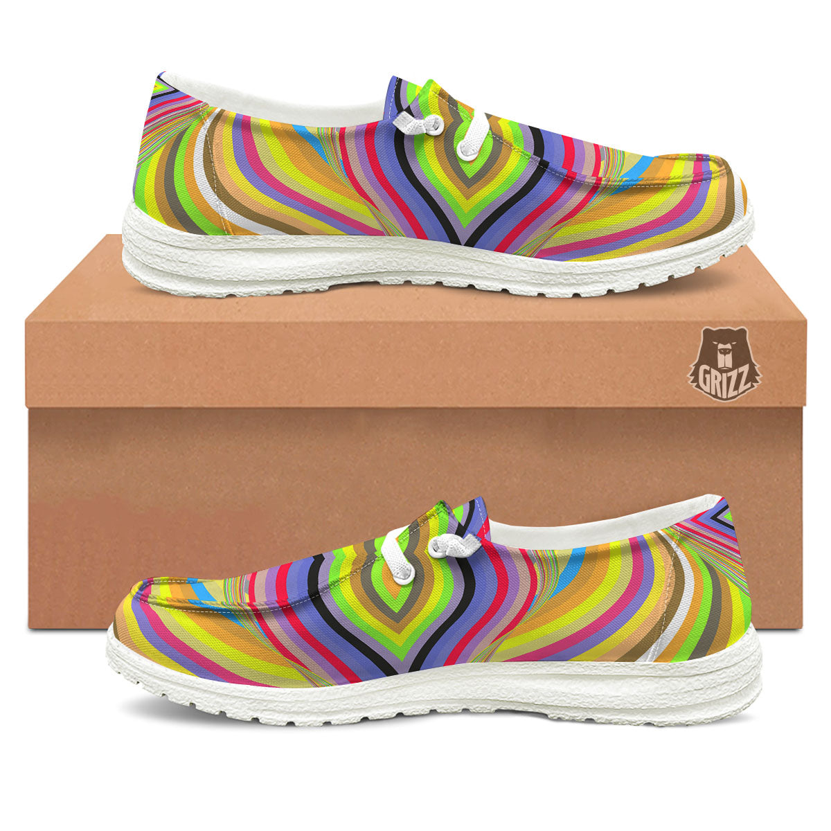 Rave Rainbow Print Pattern Black Loafers-grizzshop