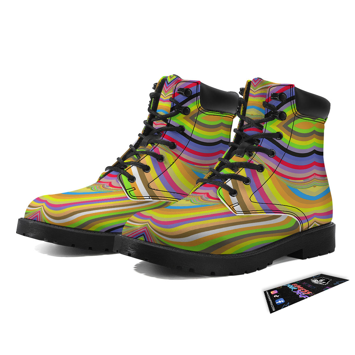 Rave Rainbow Print Pattern Boots-grizzshop