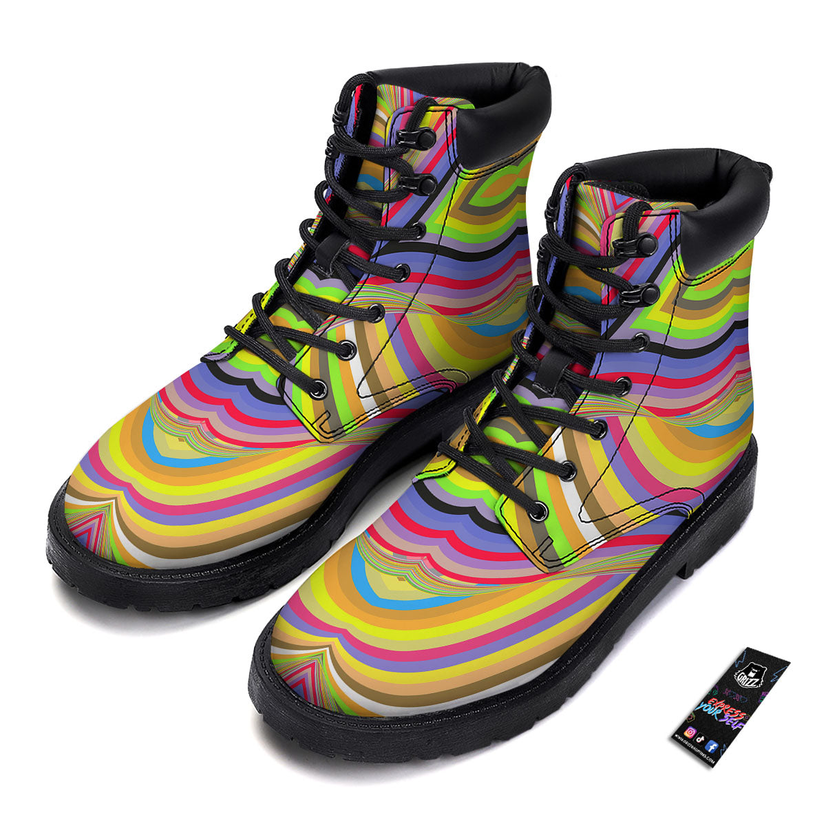 Rave Rainbow Print Pattern Boots-grizzshop
