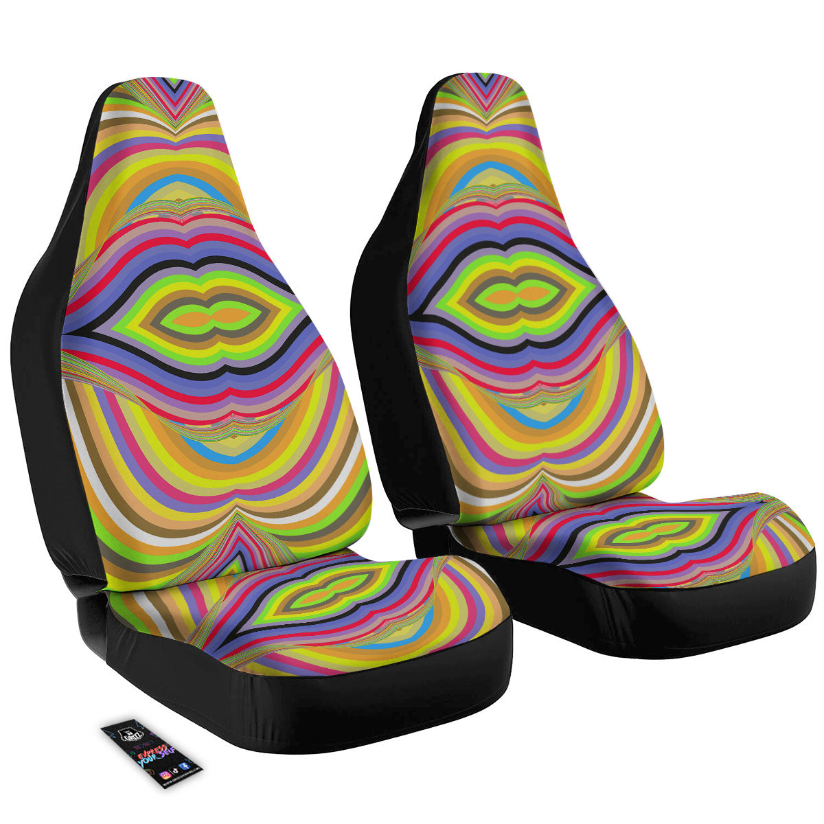 Rave Rainbow Print Pattern Car Seat Covers-grizzshop