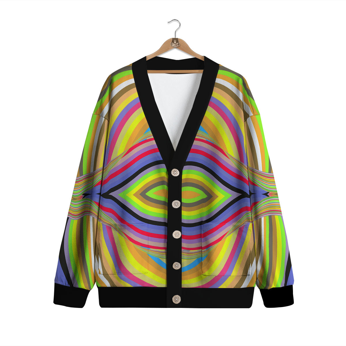 Rave Rainbow Print Pattern Cardigan-grizzshop