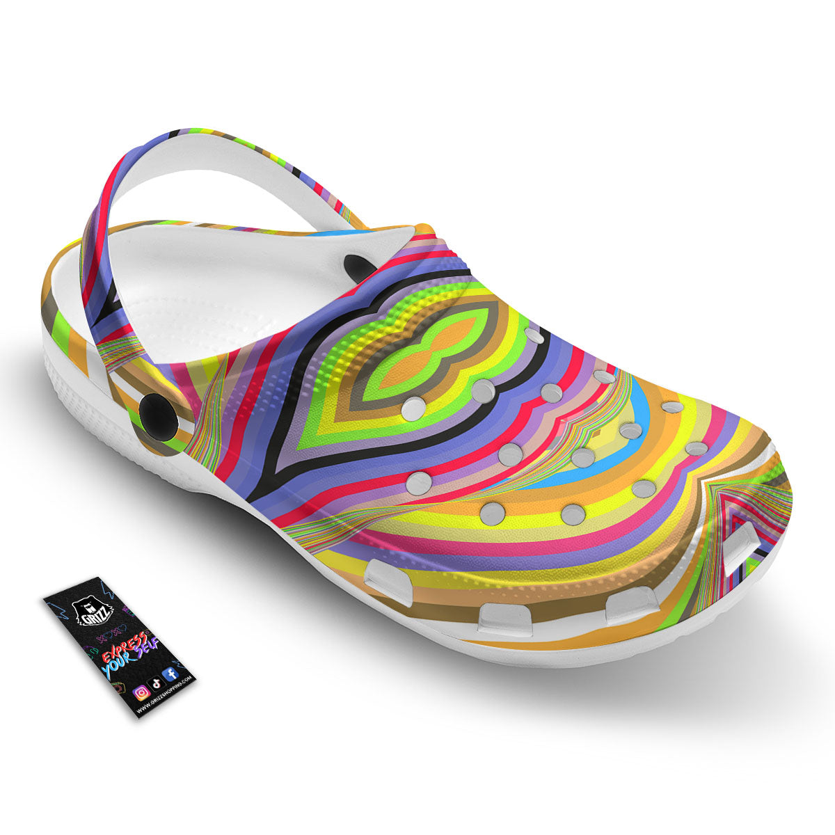 Rave Rainbow Print Pattern Clog-grizzshop