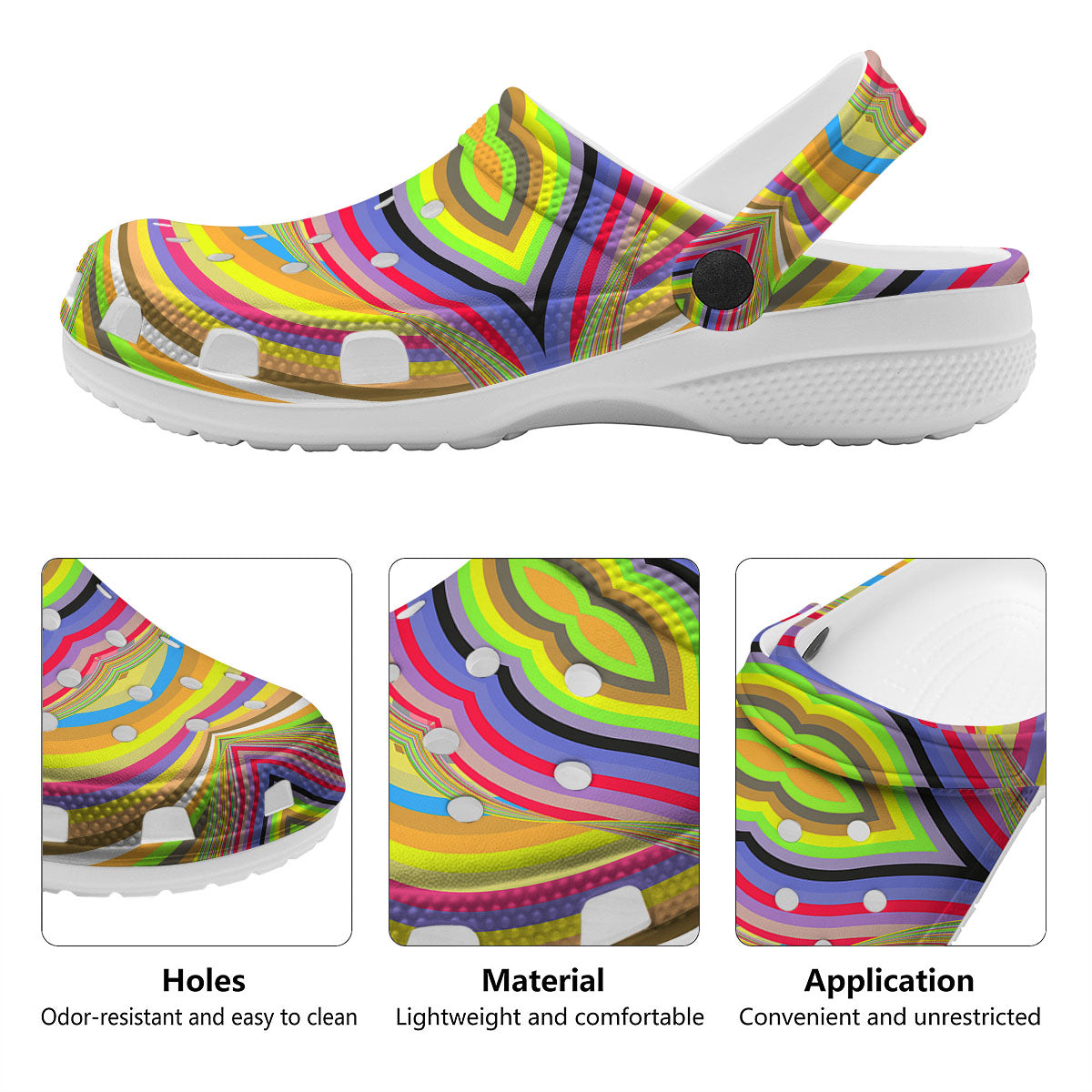 Rave Rainbow Print Pattern Clog-grizzshop