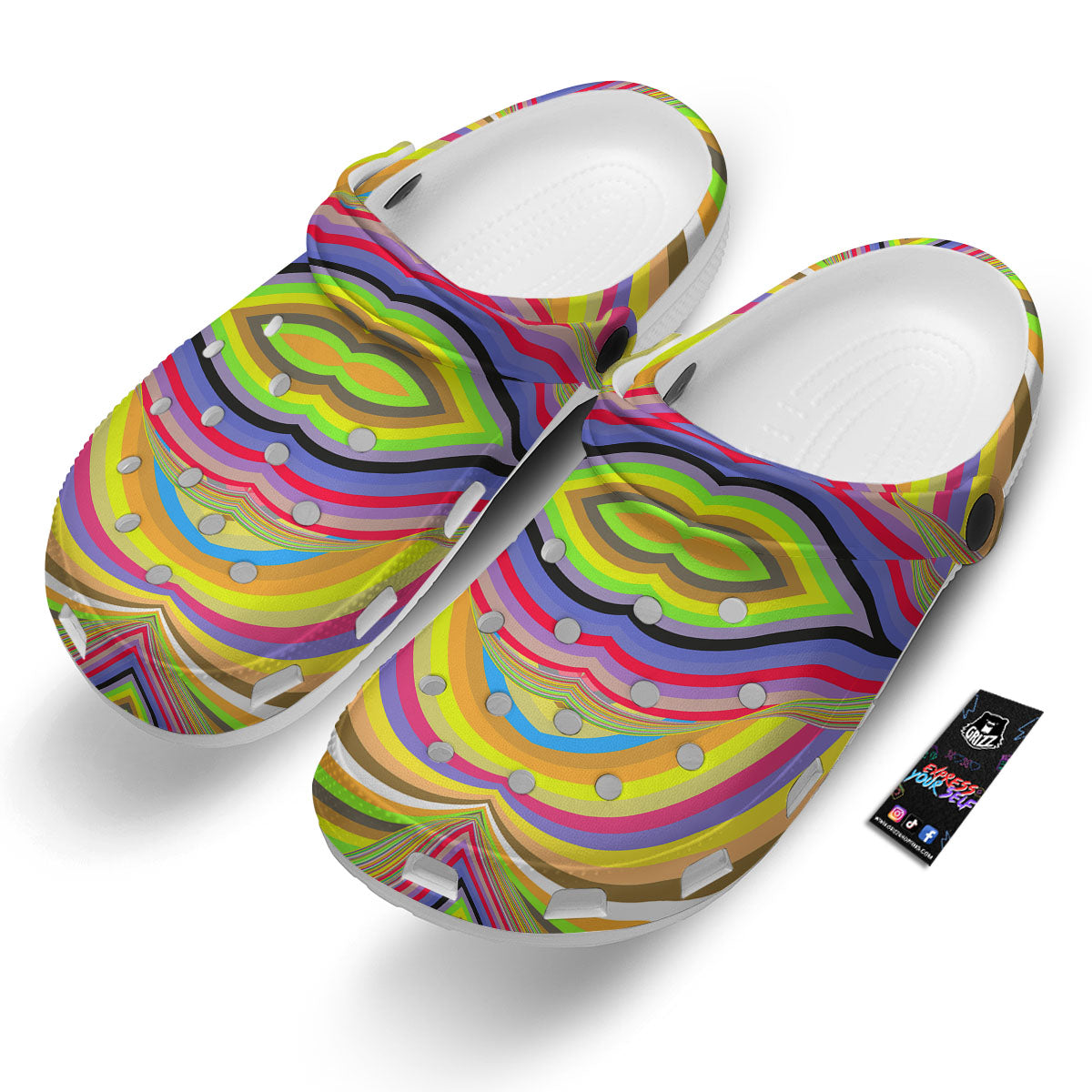 Rave Rainbow Print Pattern Clog-grizzshop