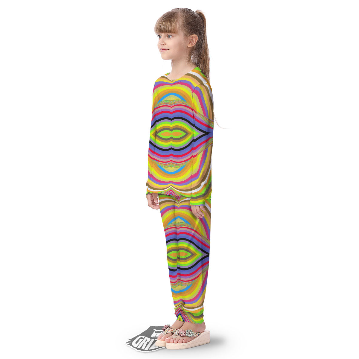 Rave Rainbow Print Pattern Kid's Pajamas-grizzshop