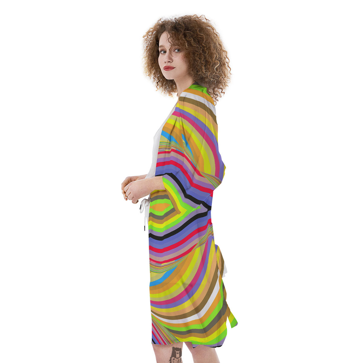 Rave Rainbow Print Pattern Kimono-grizzshop
