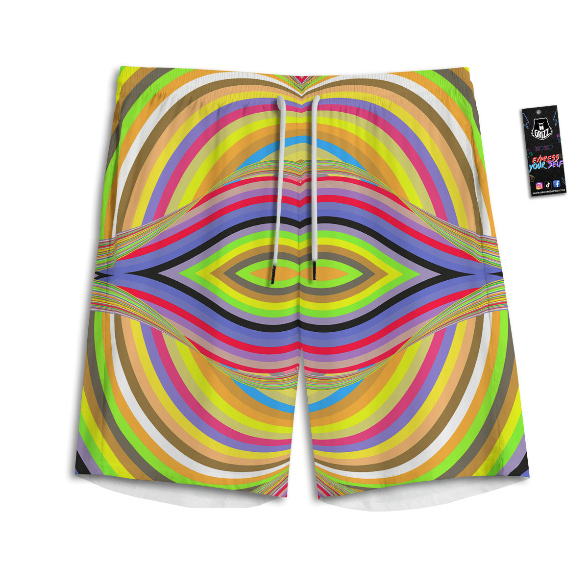 Rave Rainbow Print Pattern Men's Athletic Shorts