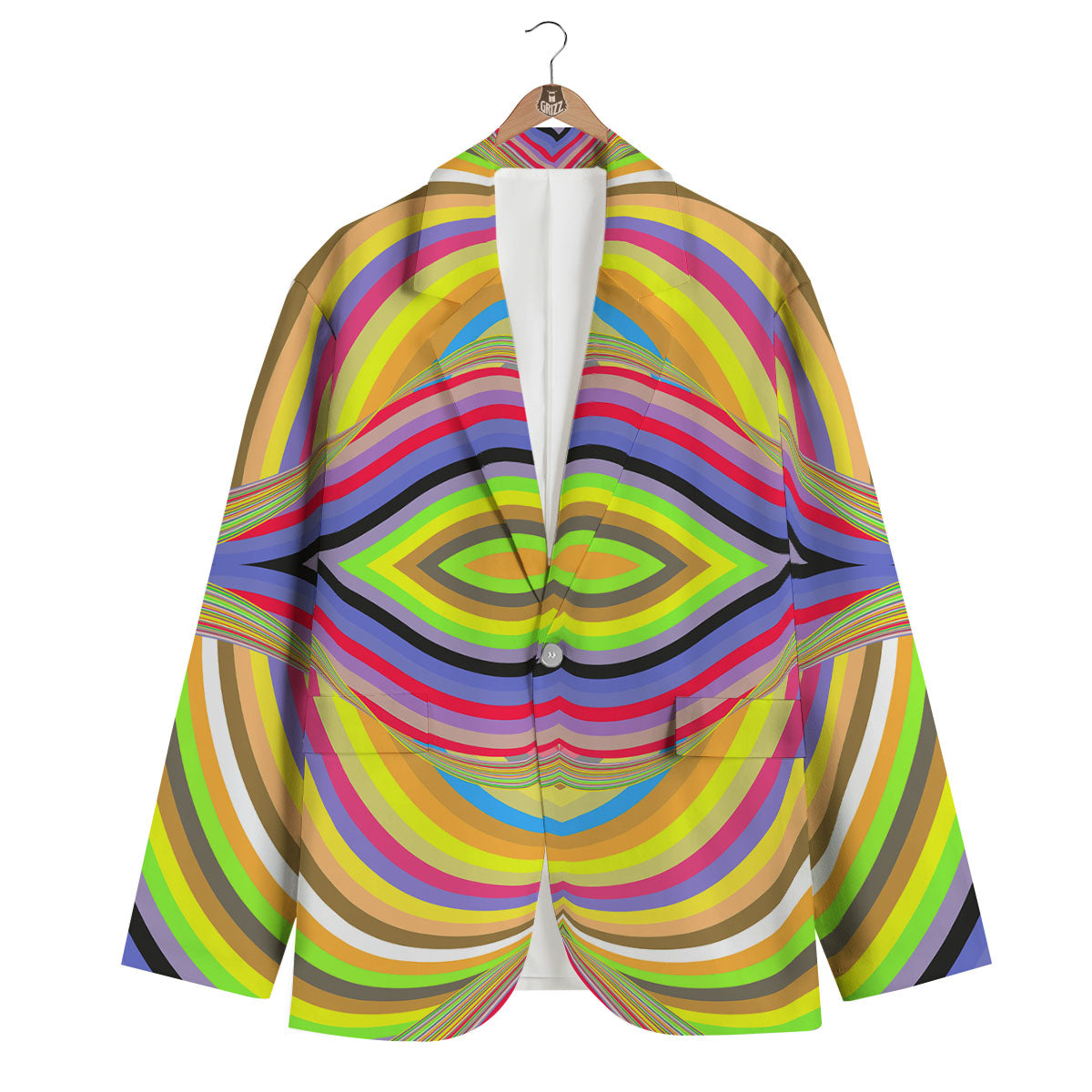 Rave Rainbow Print Pattern Men's Blazer-grizzshop