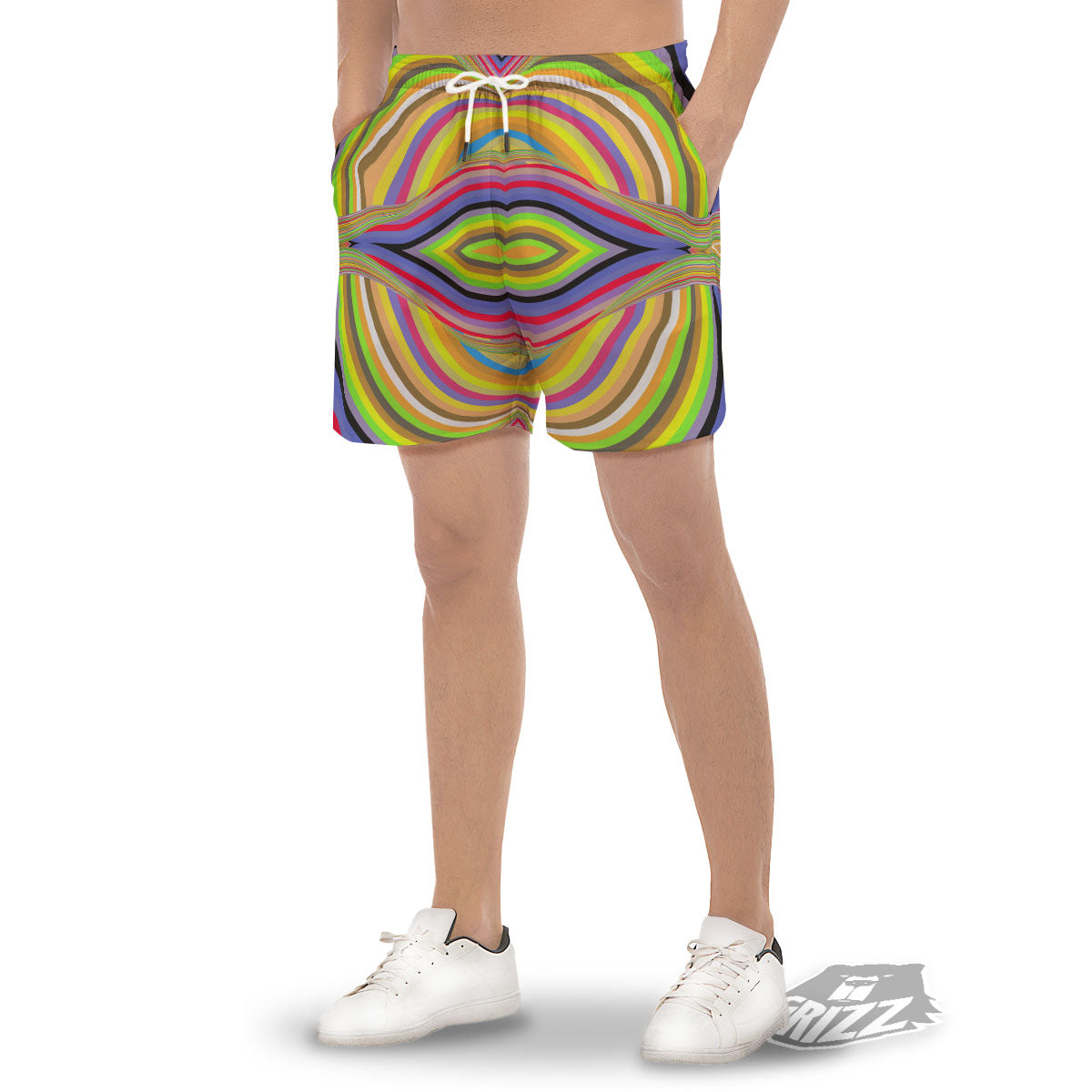 Rave Rainbow Print Pattern Men's Gym Shorts-grizzshop