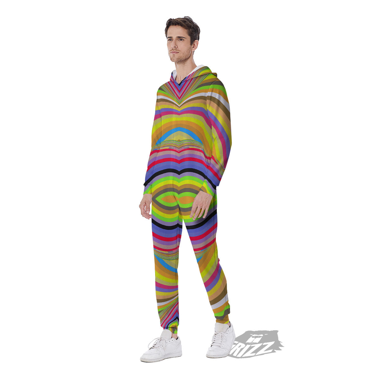 Rave Rainbow Print Pattern Men's Jumpsuit-grizzshop