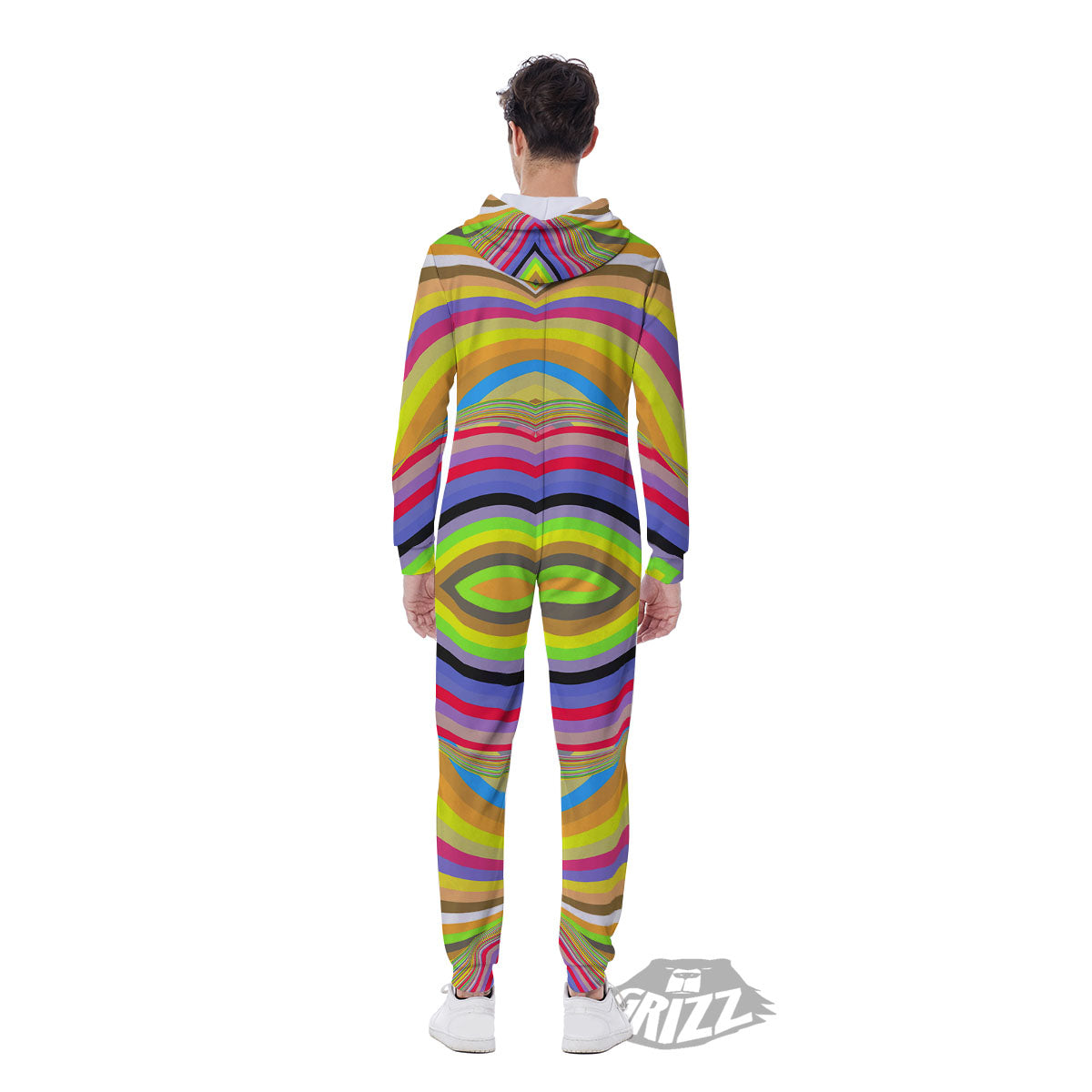 Rave Rainbow Print Pattern Men's Jumpsuit-grizzshop