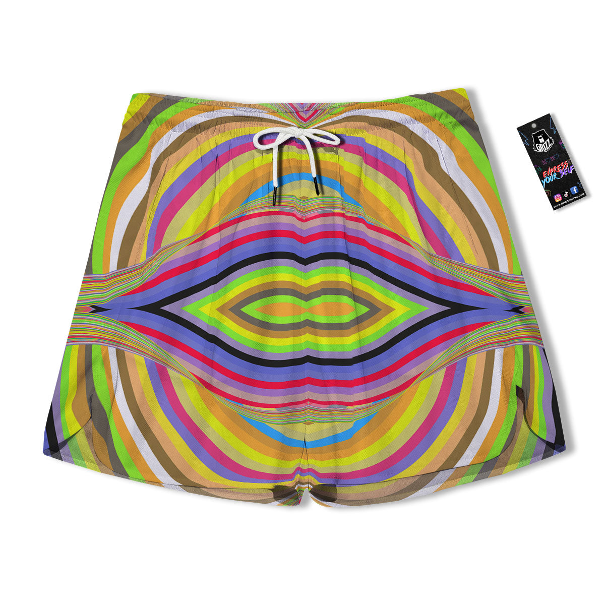 Rave Rainbow Print Pattern Men's Running Shorts-grizzshop