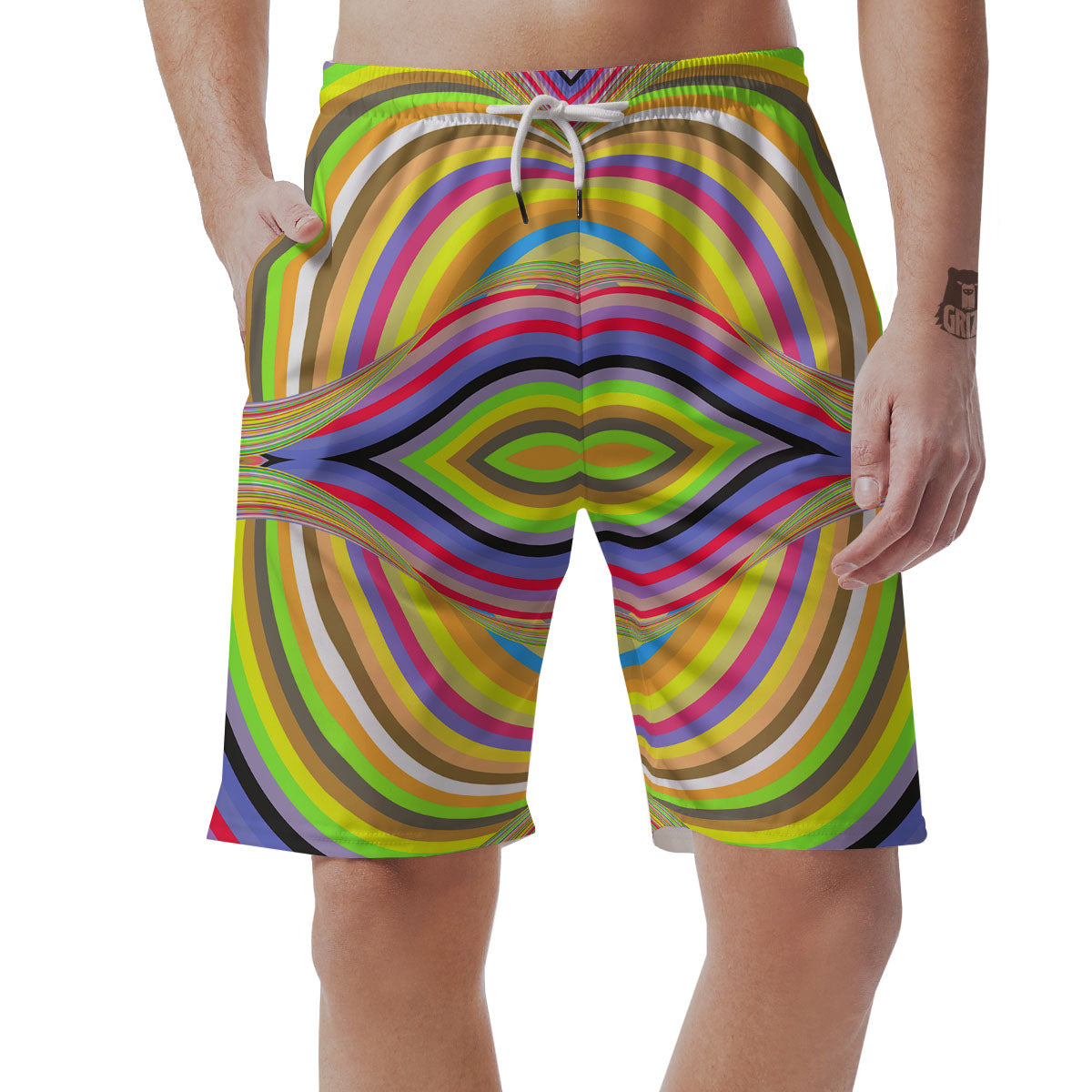 Rave Rainbow Print Pattern Men's Shorts-grizzshop