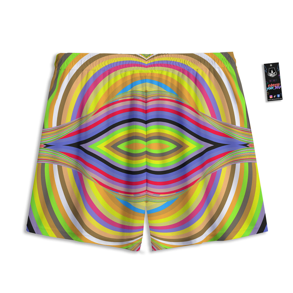 Rave Rainbow Print Pattern Mesh Shorts