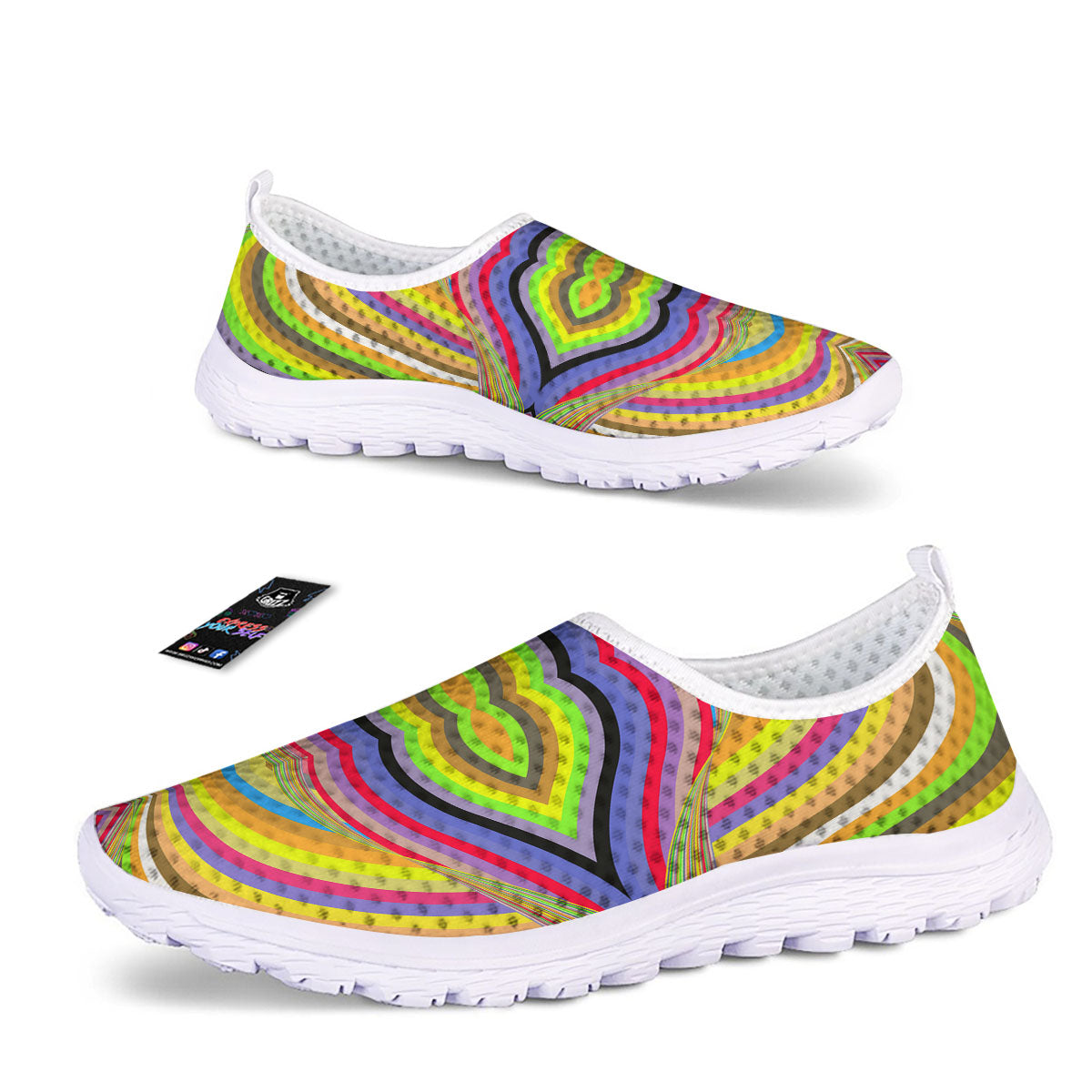 Rave Rainbow Print Pattern Nurse Shoes-grizzshop