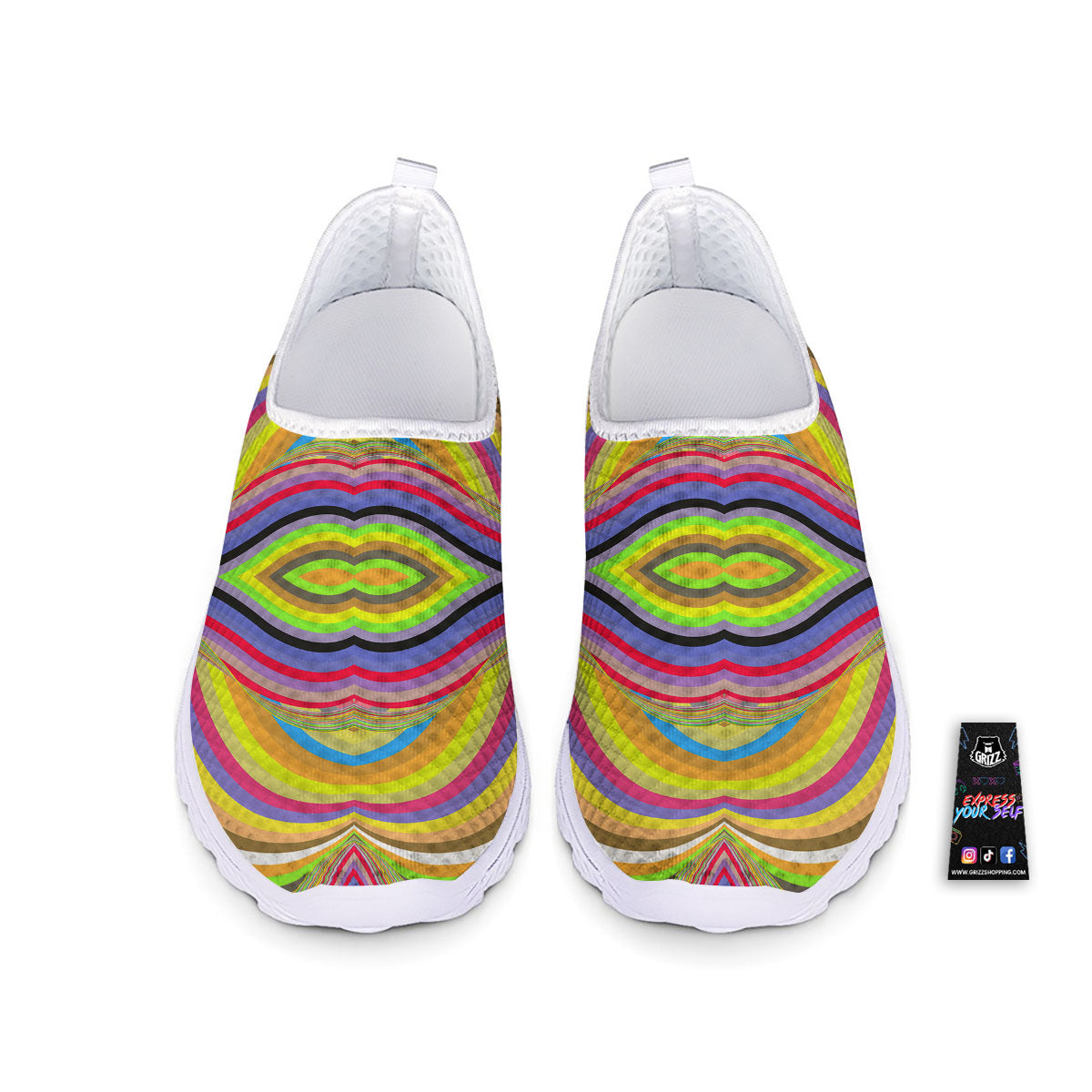 Rave Rainbow Print Pattern Nurse Shoes-grizzshop