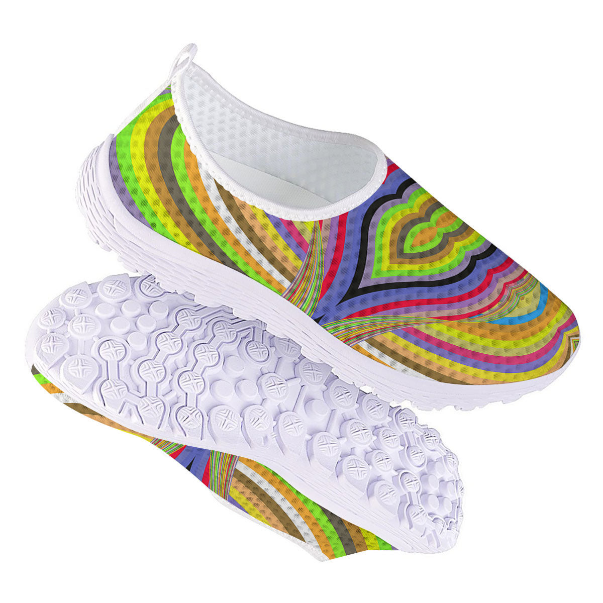 Rave Rainbow Print Pattern Nurse Shoes-grizzshop