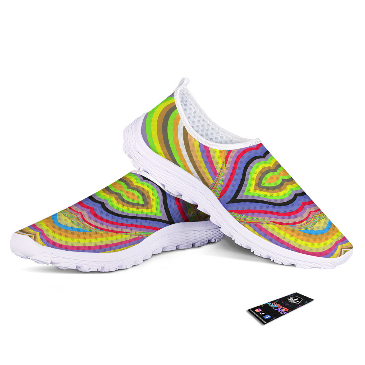 Rave Rainbow Print Pattern Nurse Shoes-grizzshop