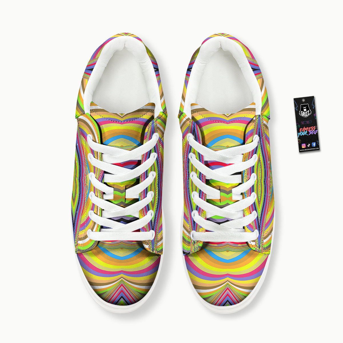 Rave Rainbow Print Pattern Platform Shoes-grizzshop