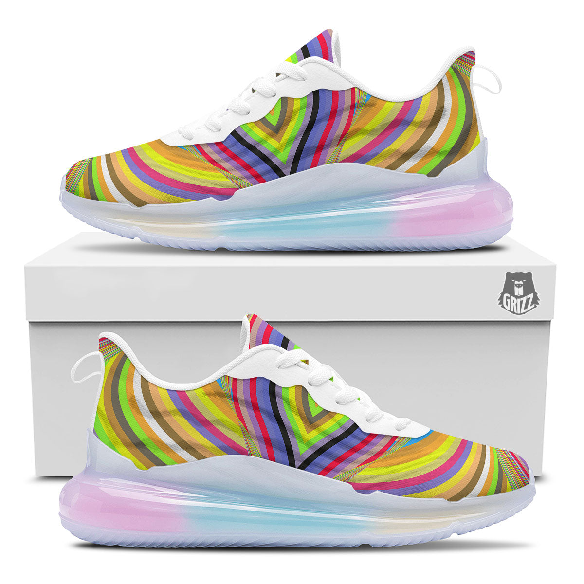Rave Rainbow Print Pattern Running Sneakers-grizzshop