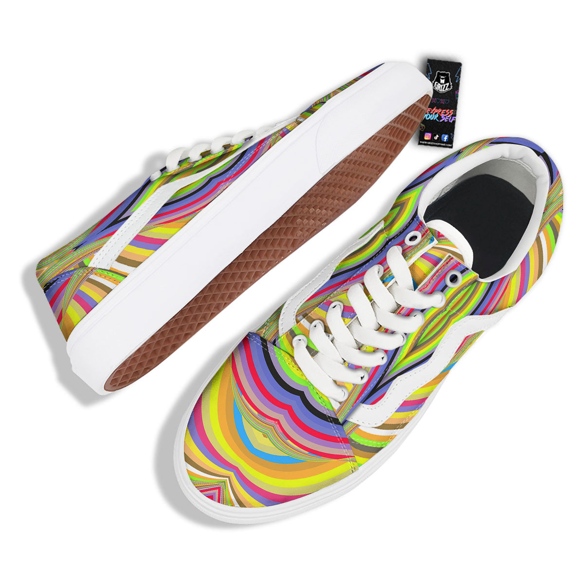 Rave Rainbow Print Pattern Skate Shoes-grizzshop