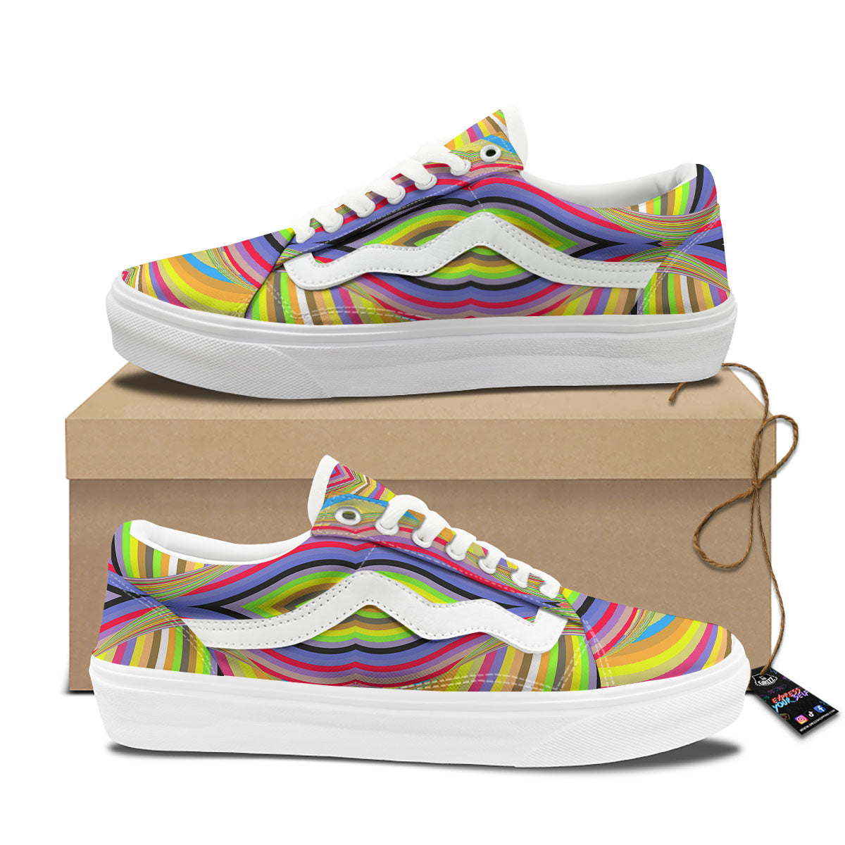 Rave Rainbow Print Pattern Skate Shoes-grizzshop