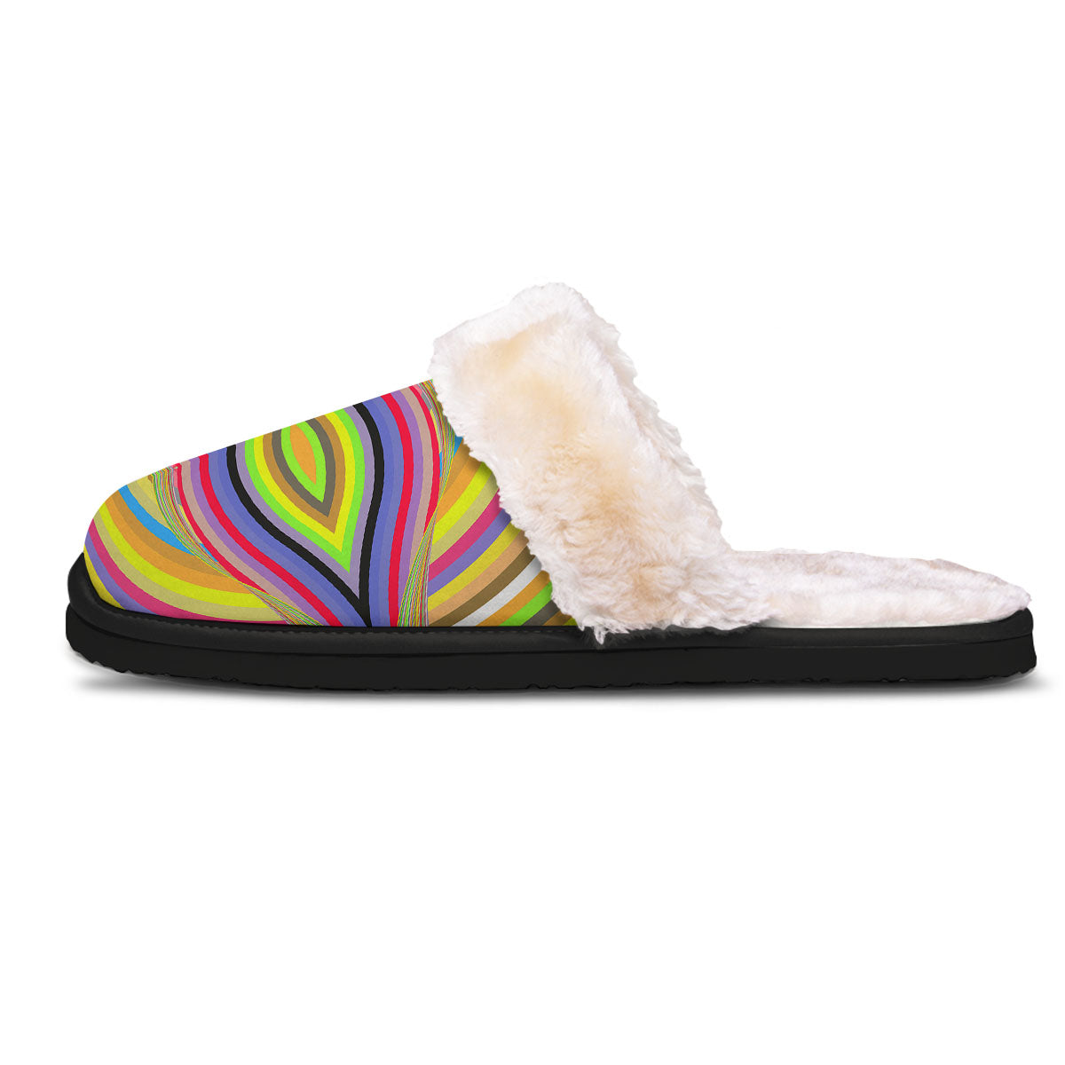 Rave Rainbow Print Pattern Slippers-grizzshop