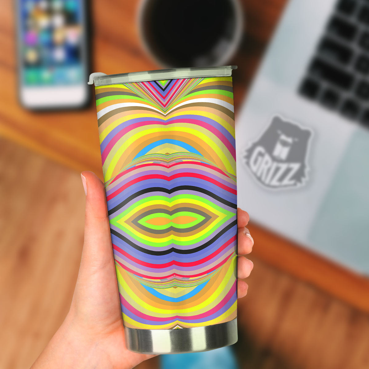 Rave Rainbow Print Pattern Tumbler-grizzshop