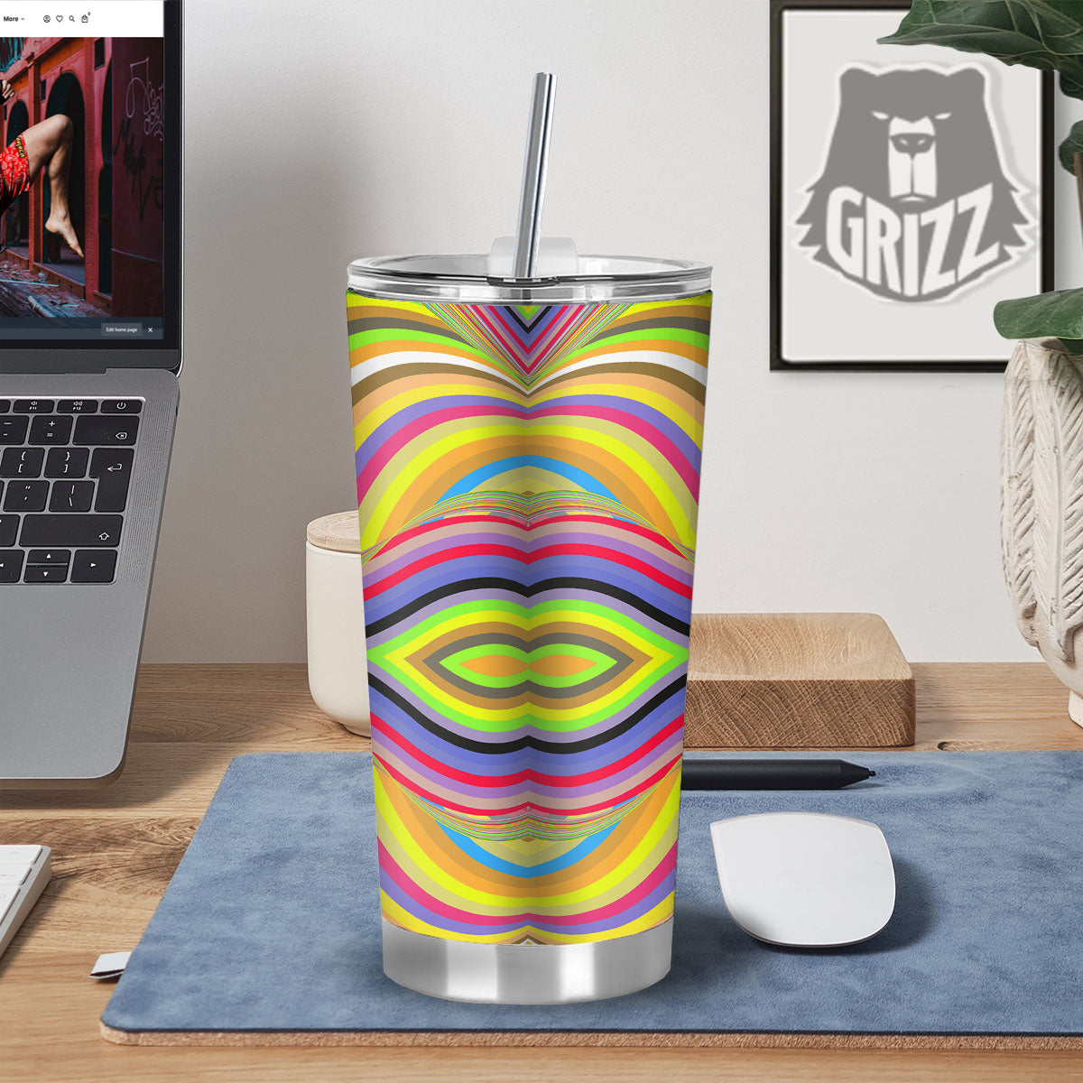 Rave Rainbow Print Pattern Tumbler-grizzshop