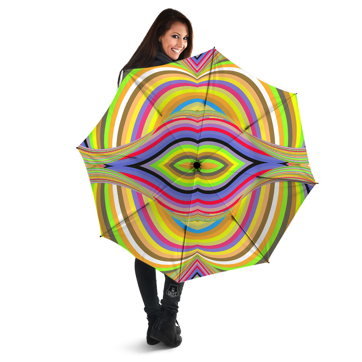 Rave Rainbow Print Pattern Umbrella-grizzshop