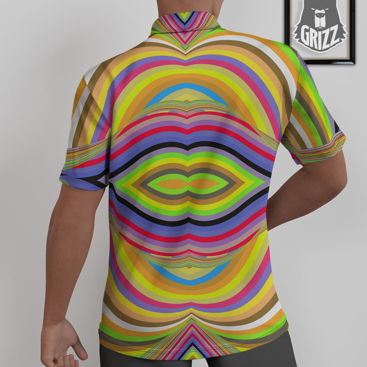 Rave Rainbow Print Pattern Untucked Shirts-grizzshop
