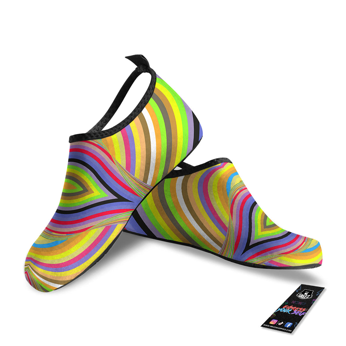 Rave Rainbow Print Pattern Water Shoes-grizzshop