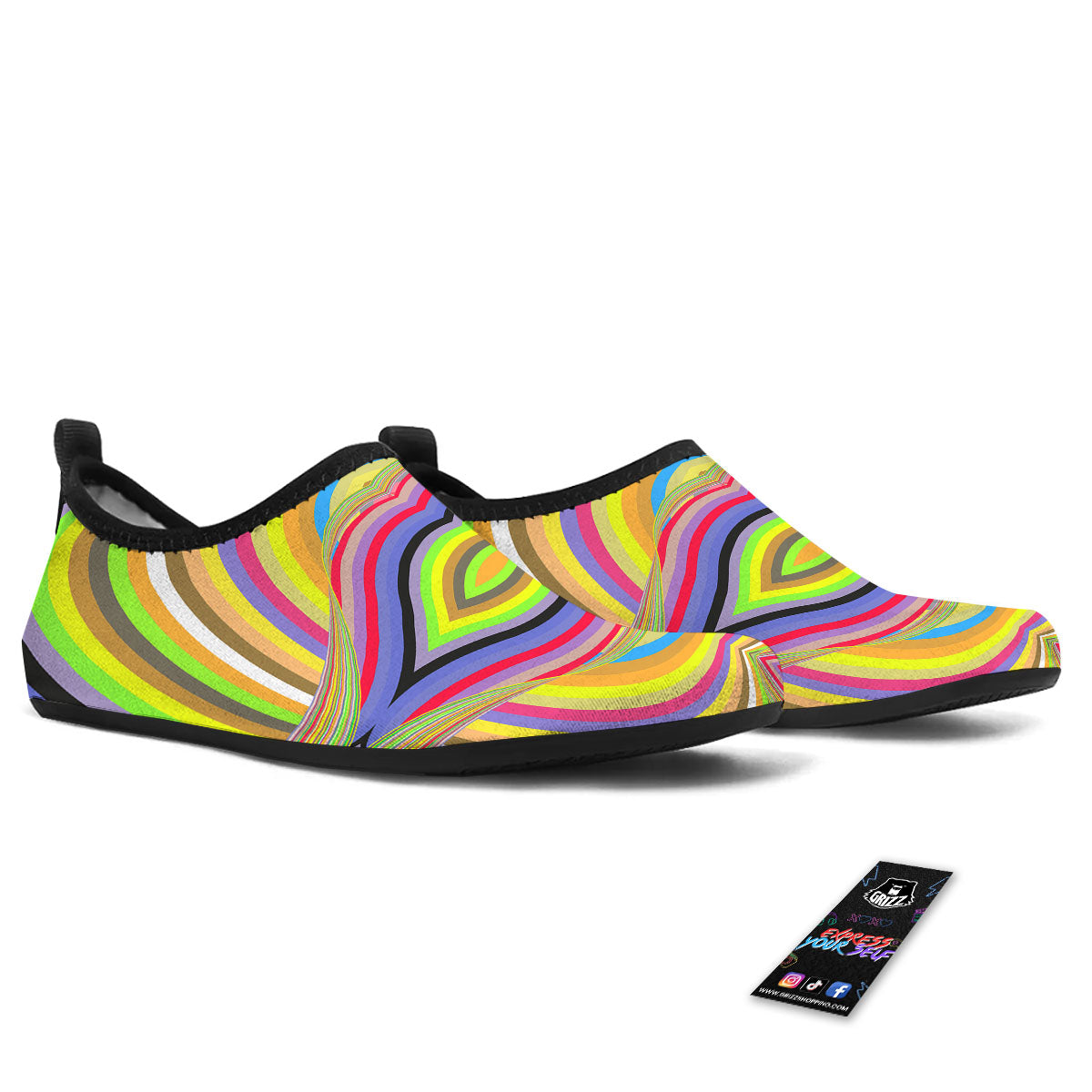 Rave Rainbow Print Pattern Water Shoes-grizzshop