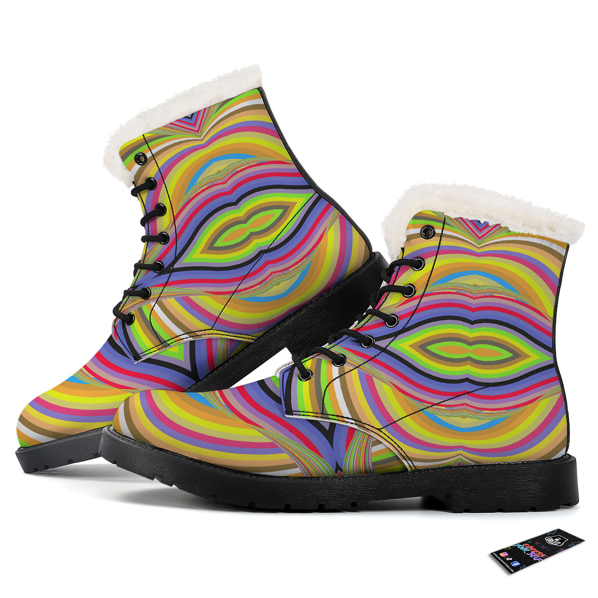 Rave Rainbow Print Pattern Winter Boots-grizzshop