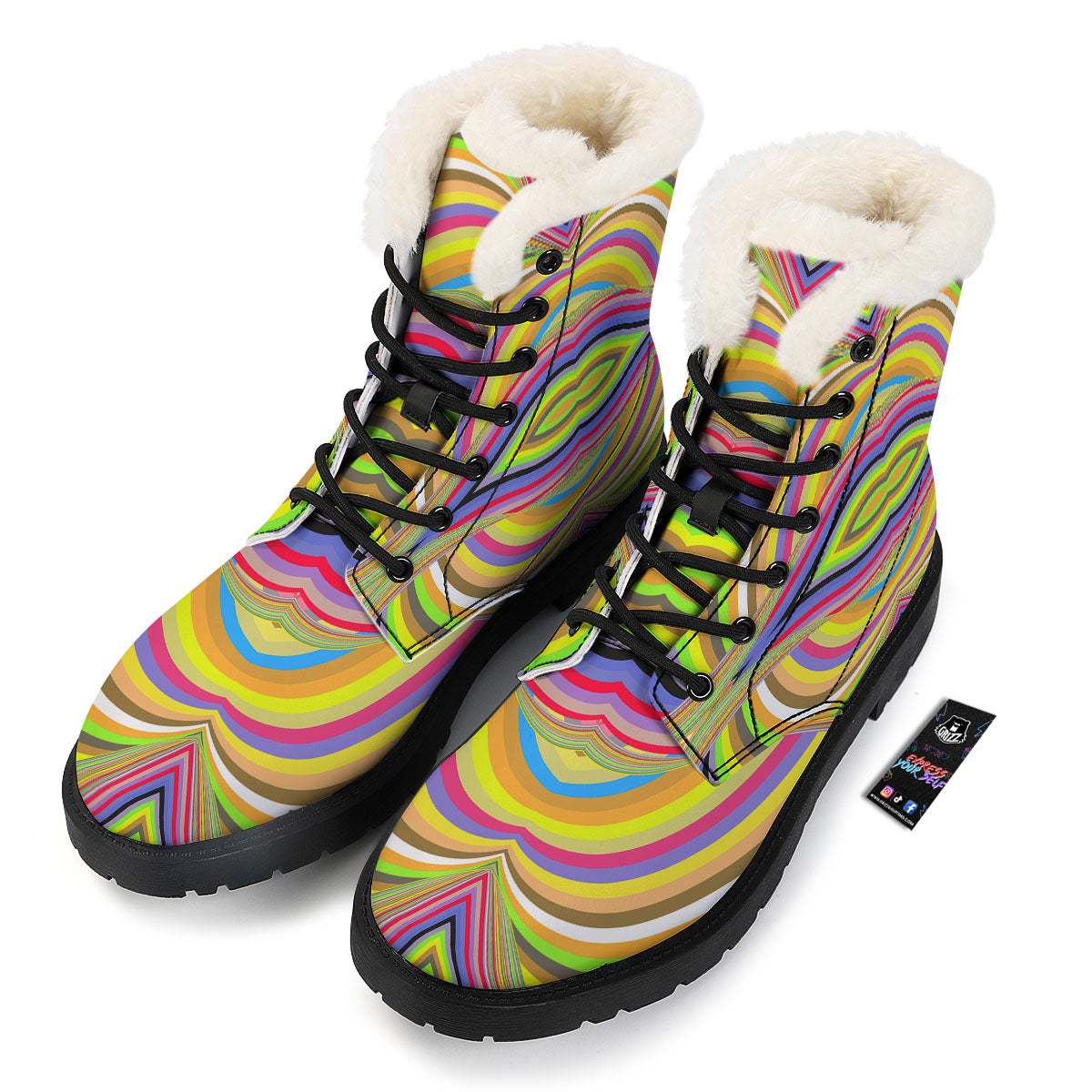 Rave Rainbow Print Pattern Winter Boots-grizzshop