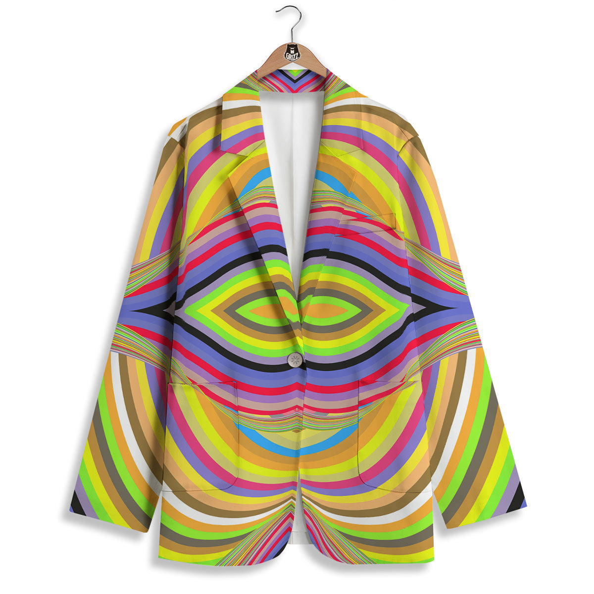 Rave Rainbow Print Pattern Women's Blazer-grizzshop