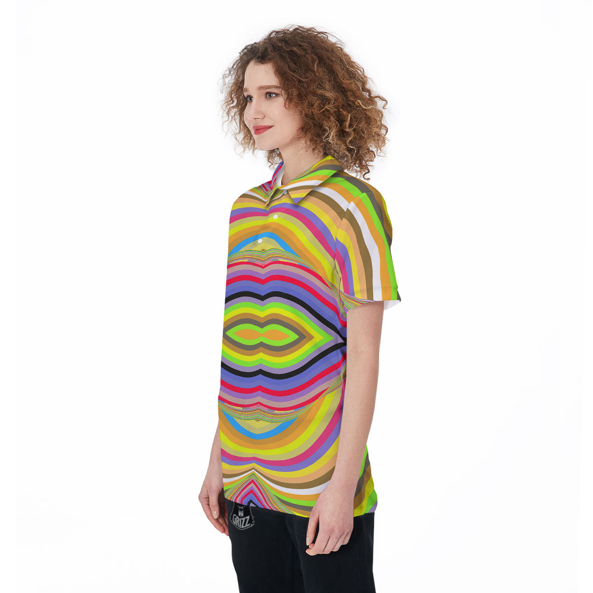 Rave Rainbow Print Pattern Women's Golf Shirts-grizzshop