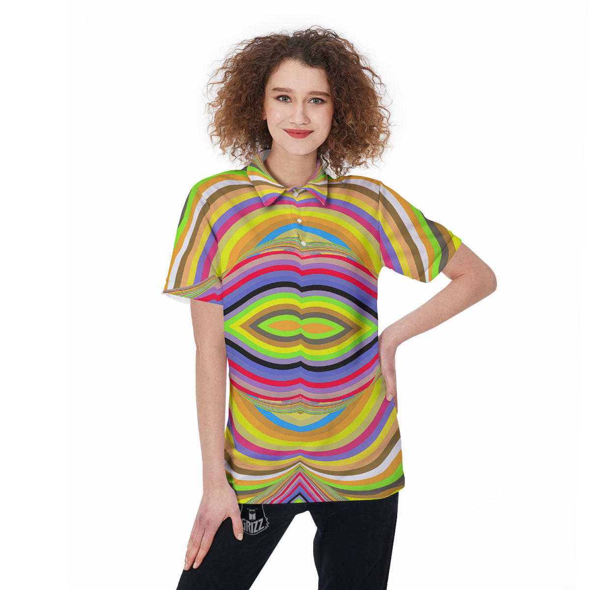 Rave Rainbow Print Pattern Women's Golf Shirts-grizzshop