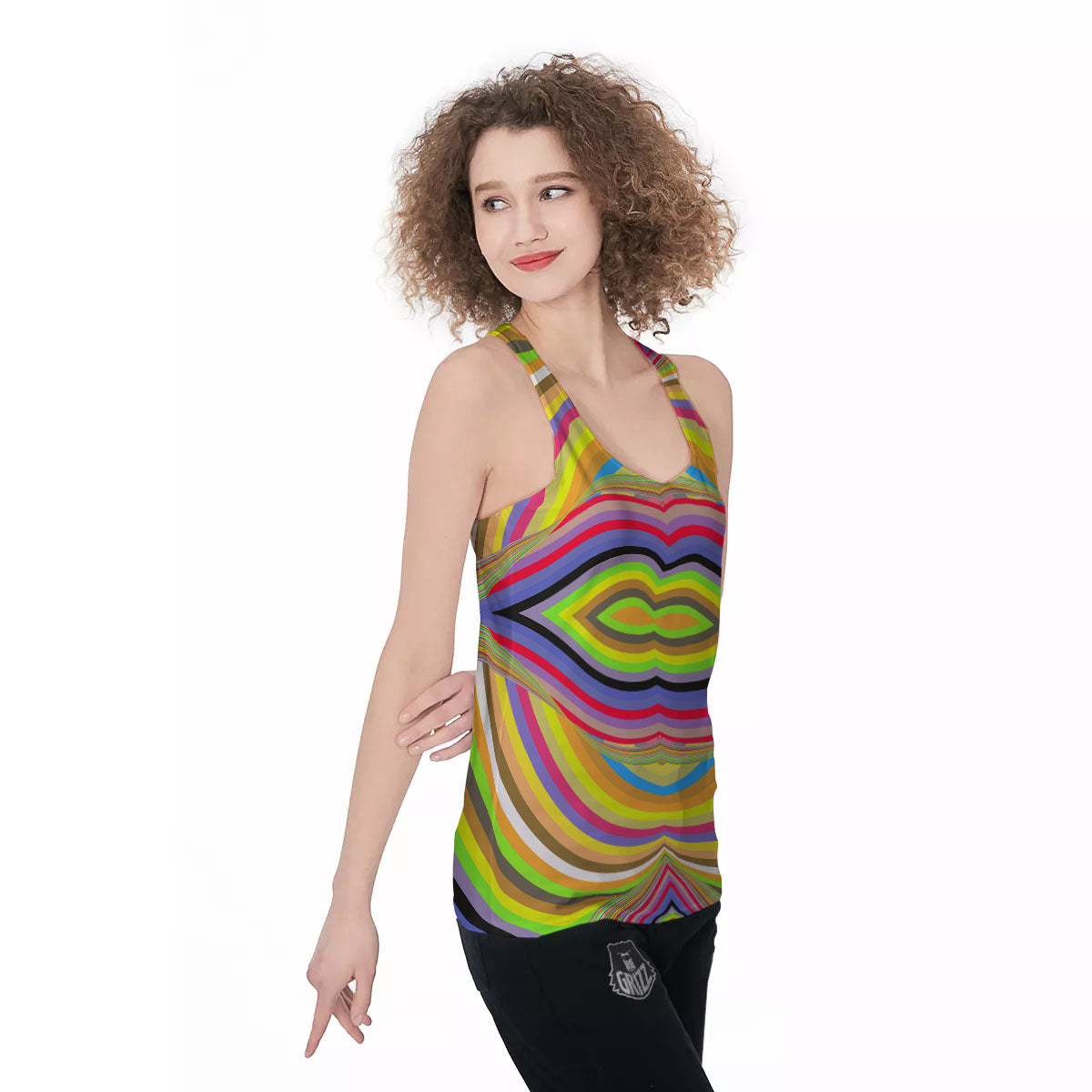 Rave Rainbow Print Pattern Women's Racerback Tank Top-grizzshop