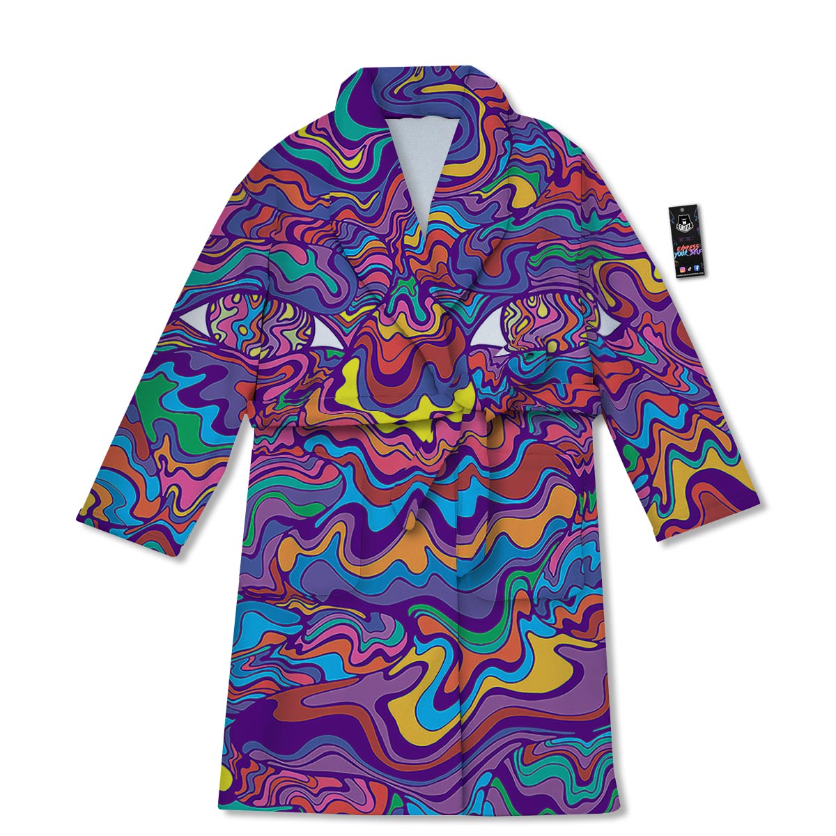 Rave Trippy Print Bathrobe-grizzshop