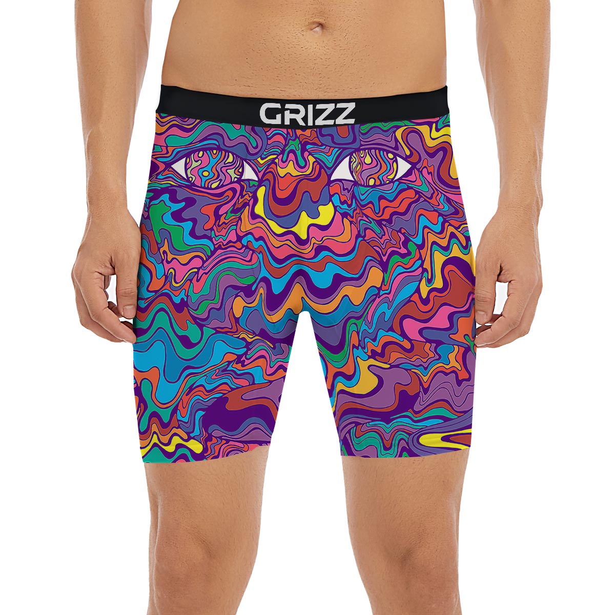 Rave Trippy Print Boxer Briefs-grizzshop