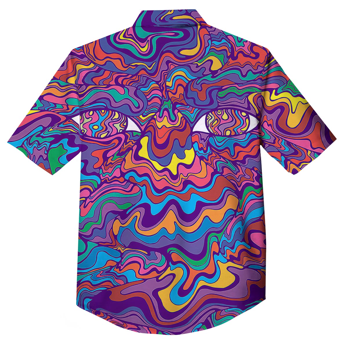 Rave Trippy Print Button Up Shirt-grizzshop
