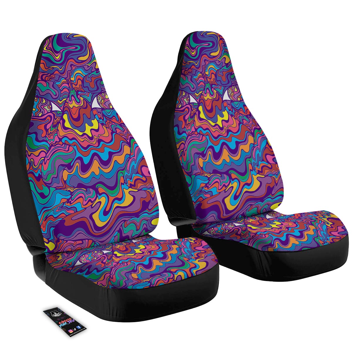 Rave Trippy Print Car Seat Covers-grizzshop