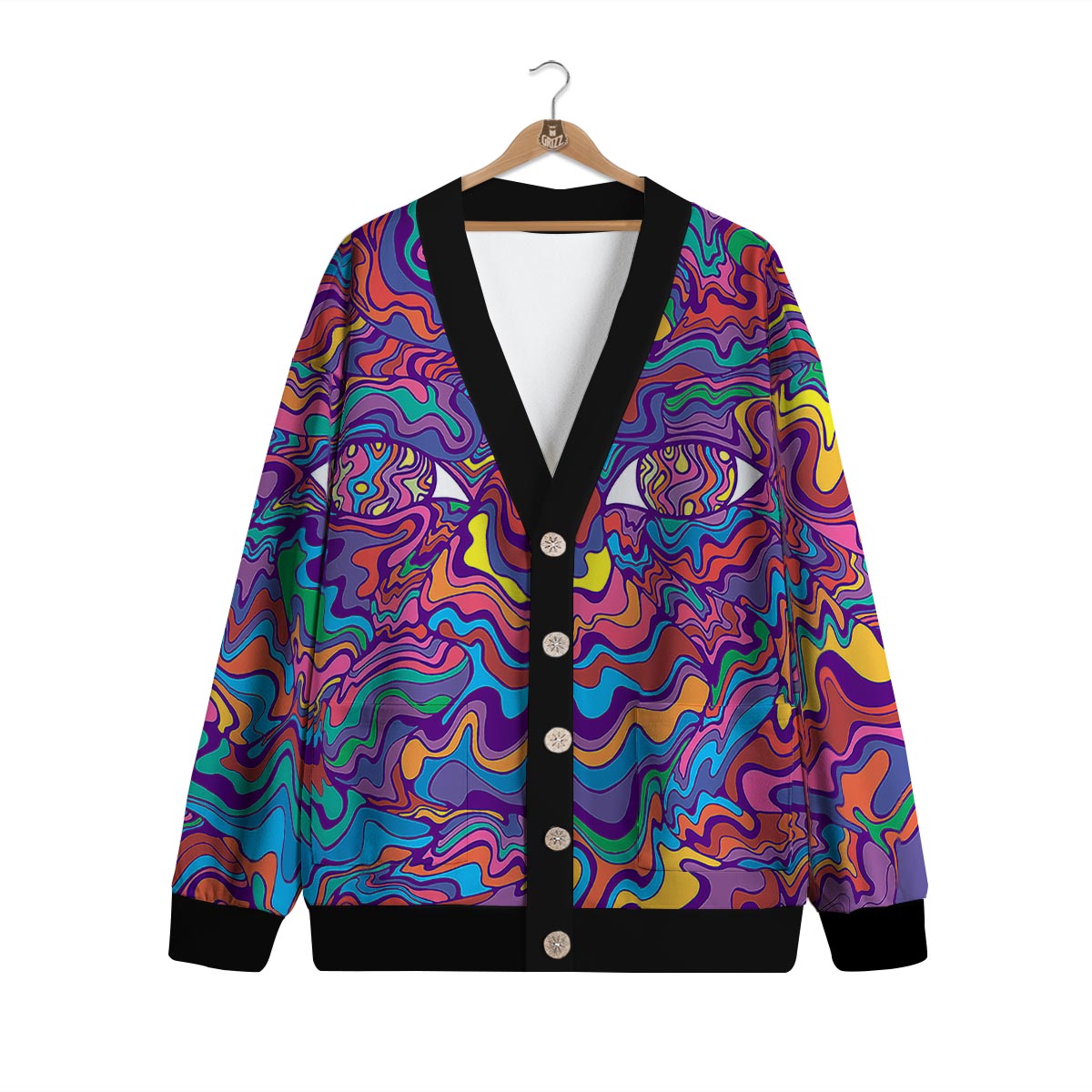 Rave Trippy Print Cardigan-grizzshop