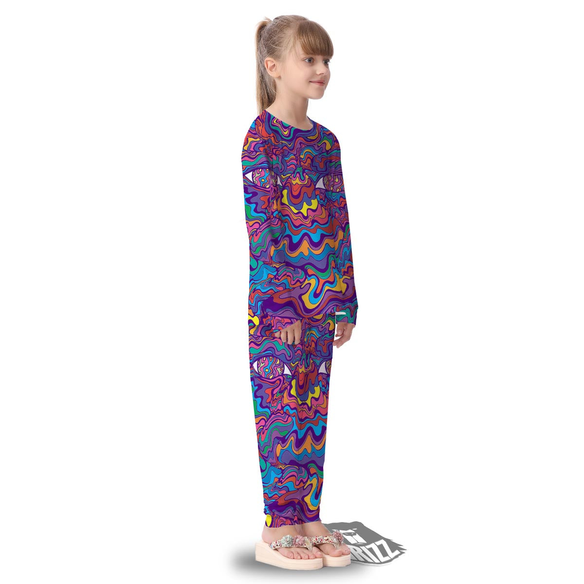 Rave Trippy Print Kid's Pajamas-grizzshop